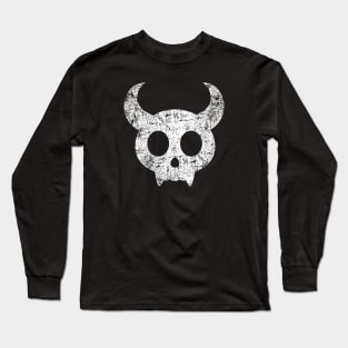 Cute Skull with Horns - Distressed Long Sleeve T-Shirt